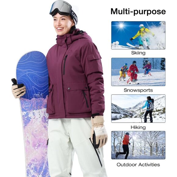 Stylish Women's Purple Ski Jacket - Warm, Waterproof, and Windproof for Winter - Picture 6 of 7